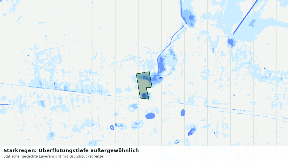 Statische Kartenansicht: Starkregen: Überflutungstiefe außergewöhnlich