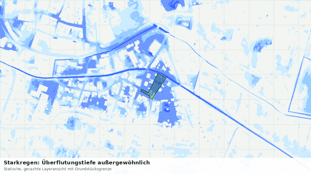 Statische Kartenansicht: Starkregen: Überflutungstiefe außergewöhnlich