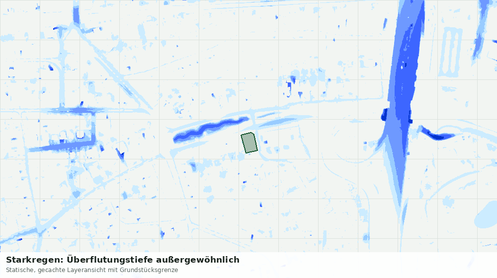 Statische Kartenansicht: Starkregen: Überflutungstiefe außergewöhnlich