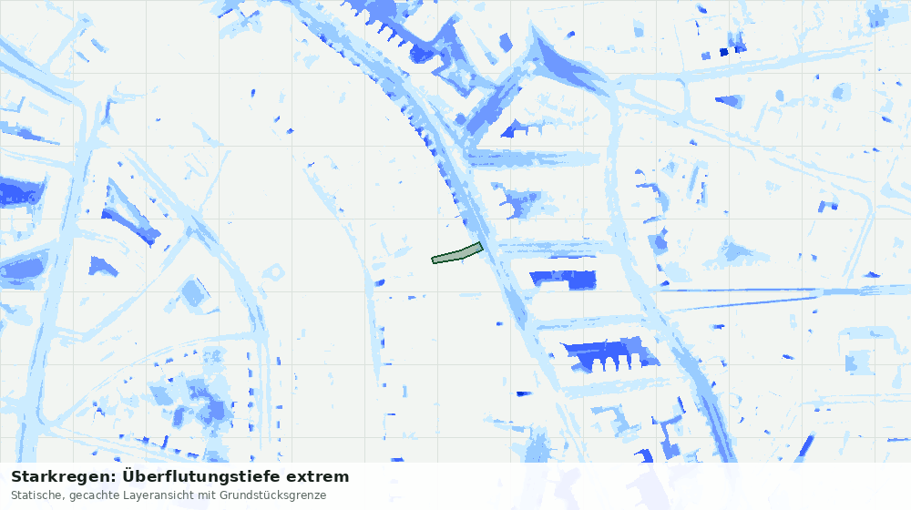 Statische Kartenansicht: Starkregen: Überflutungstiefe extrem