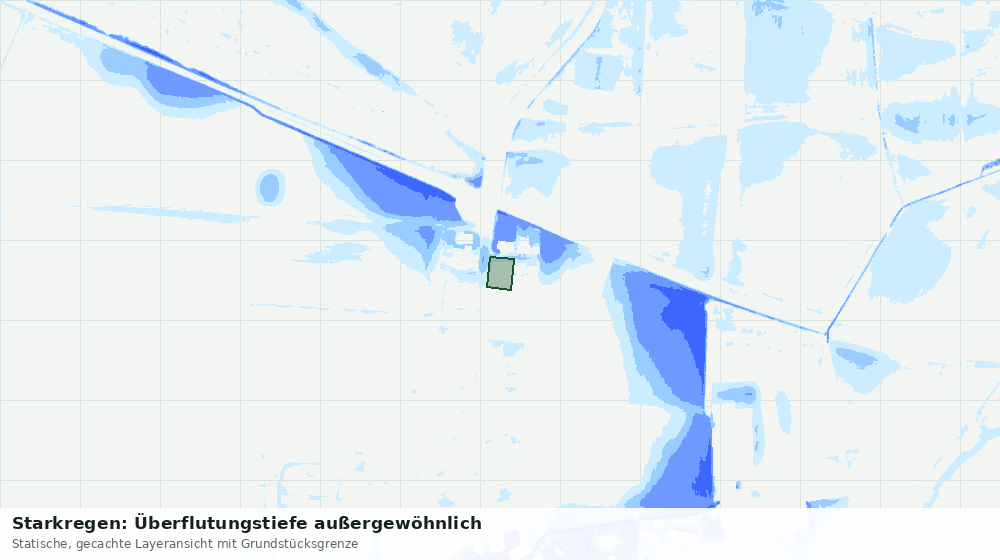 Statische Kartenansicht: Starkregen: Überflutungstiefe außergewöhnlich