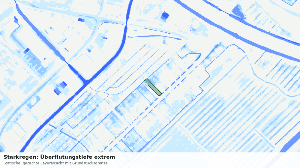 Statische Kartenansicht: Starkregen: Überflutungstiefe extrem