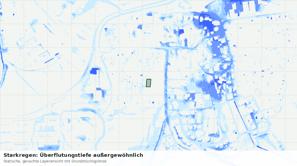 Statische Kartenansicht: Starkregen: Überflutungstiefe außergewöhnlich