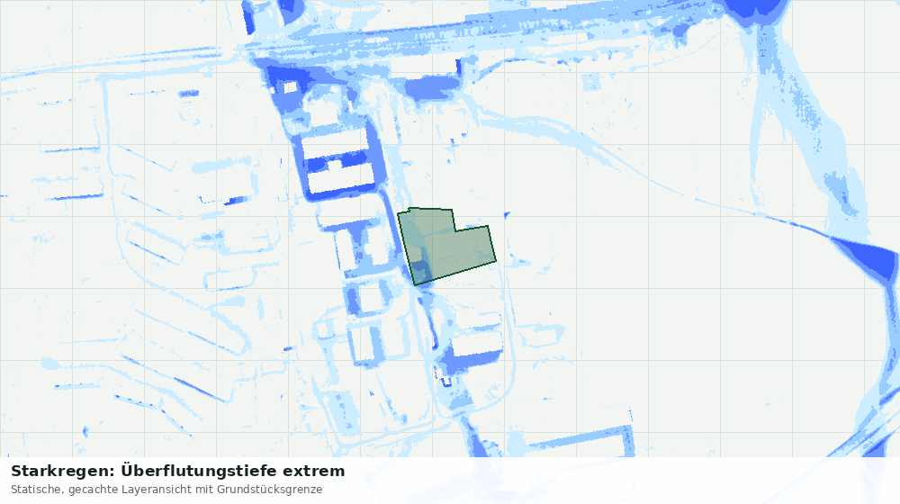 Statische Kartenansicht: Starkregen: Überflutungstiefe extrem
