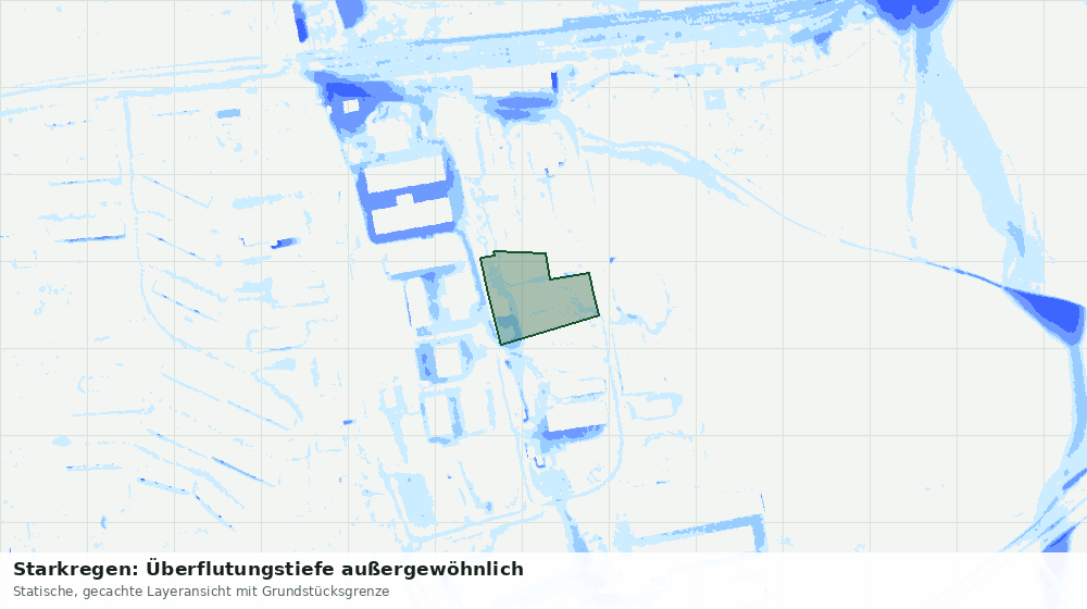 Statische Kartenansicht: Starkregen: Überflutungstiefe außergewöhnlich