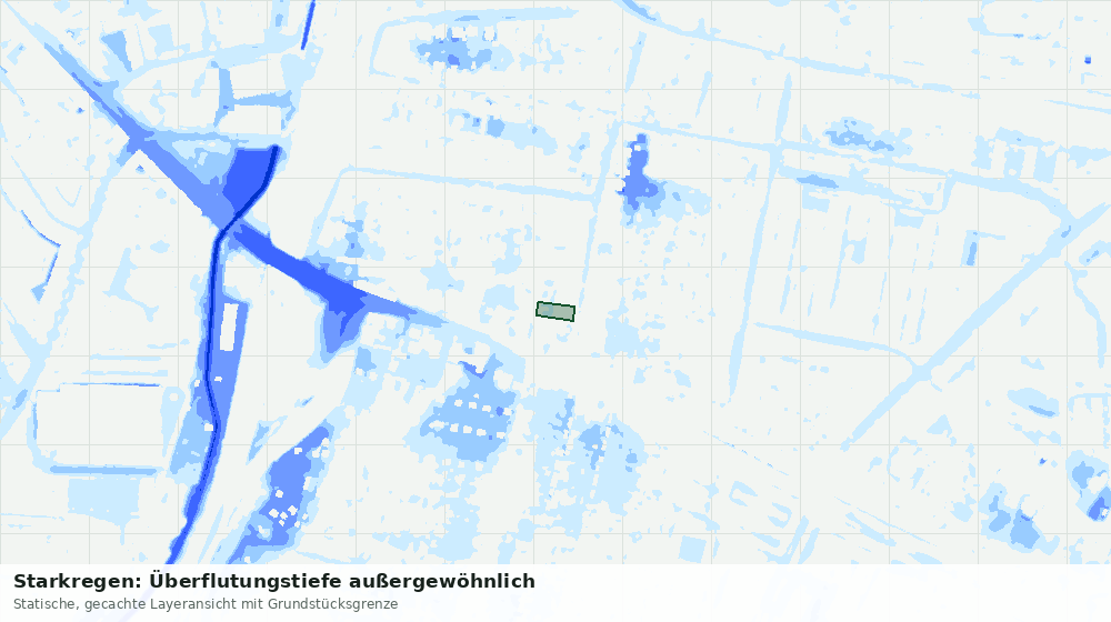 Statische Kartenansicht: Starkregen: Überflutungstiefe außergewöhnlich