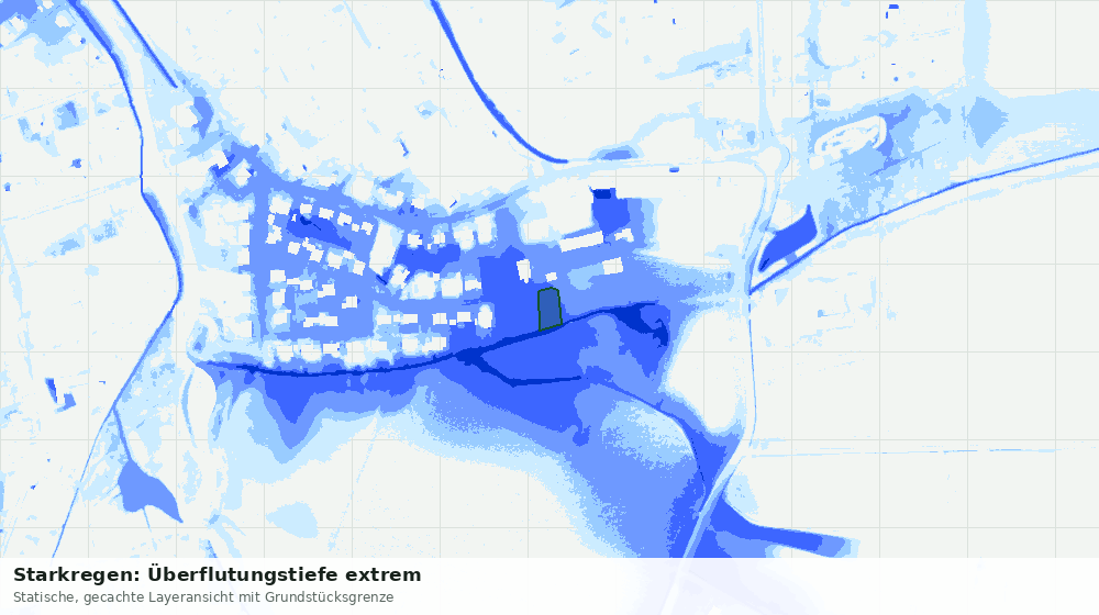 Statische Kartenansicht: Starkregen: Überflutungstiefe extrem