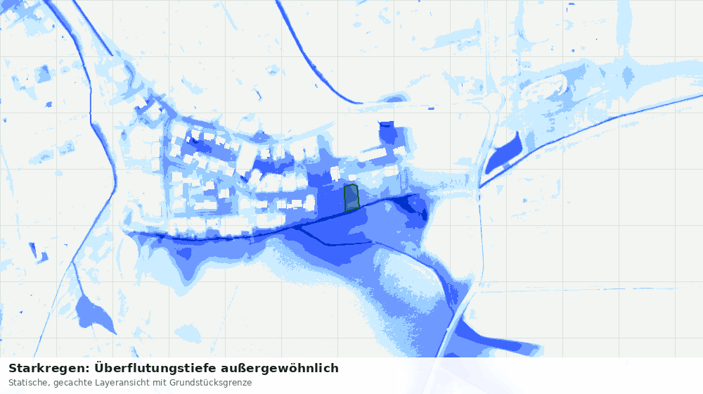 Statische Kartenansicht: Starkregen: Überflutungstiefe außergewöhnlich