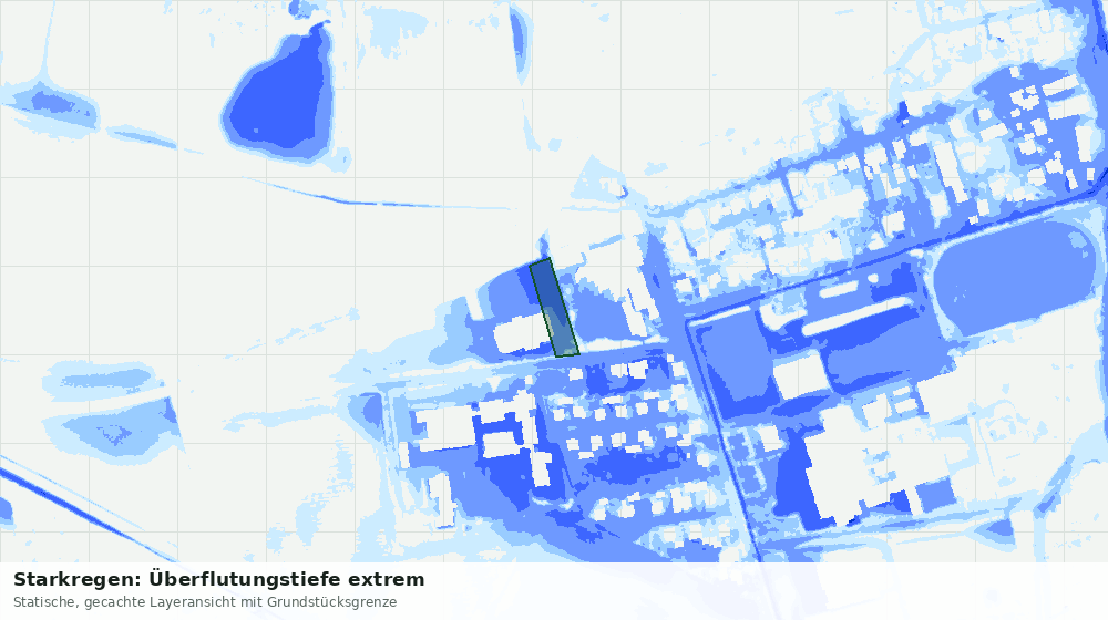 Statische Kartenansicht: Starkregen: Überflutungstiefe extrem