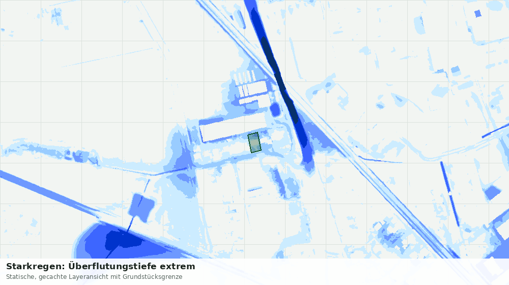 Statische Kartenansicht: Starkregen: Überflutungstiefe extrem