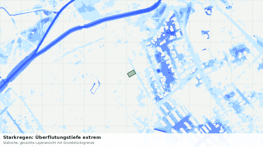 Statische Kartenansicht: Starkregen: Überflutungstiefe extrem