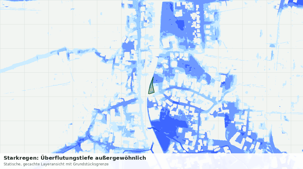 Statische Kartenansicht: Starkregen: Überflutungstiefe außergewöhnlich