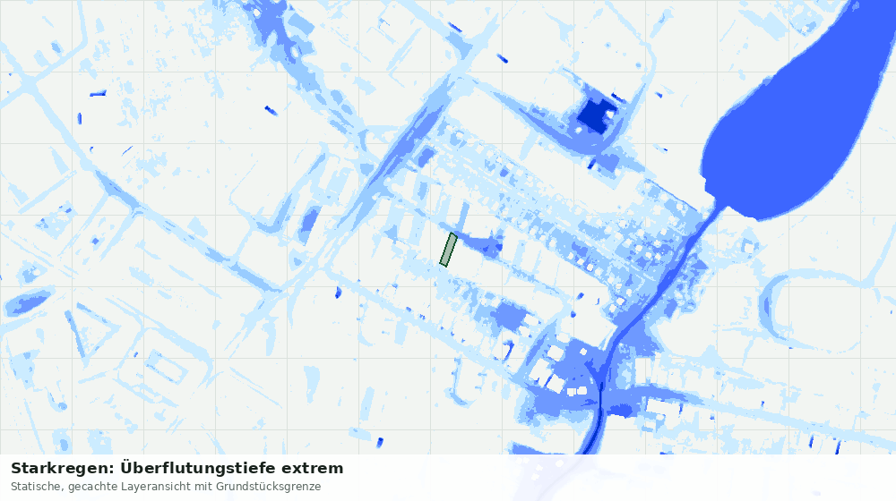 Statische Kartenansicht: Starkregen: Überflutungstiefe extrem