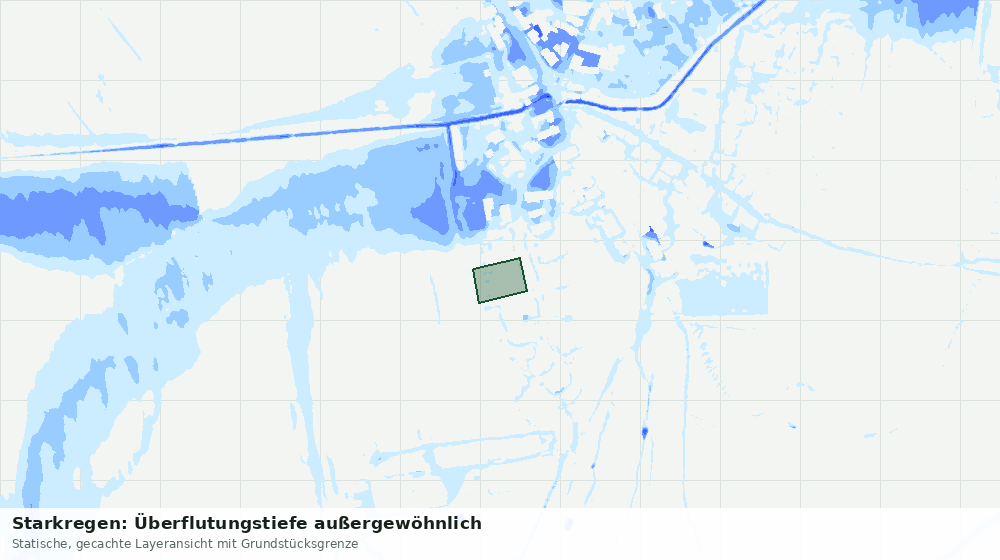 Statische Kartenansicht: Starkregen: Überflutungstiefe außergewöhnlich