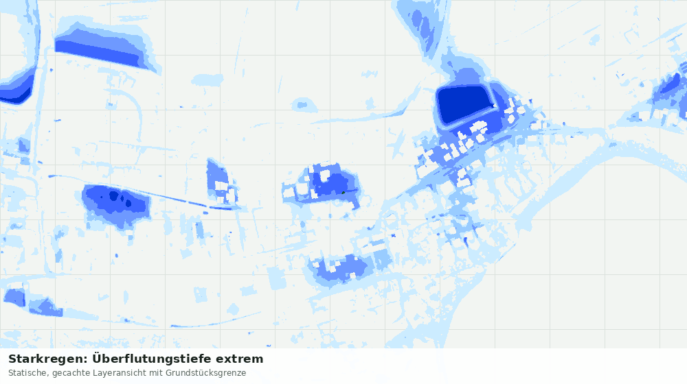 Statische Kartenansicht: Starkregen: Überflutungstiefe extrem