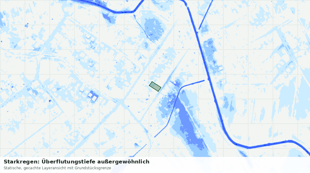 Statische Kartenansicht: Starkregen: Überflutungstiefe außergewöhnlich