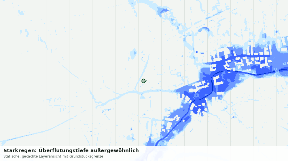 Statische Kartenansicht: Starkregen: Überflutungstiefe außergewöhnlich
