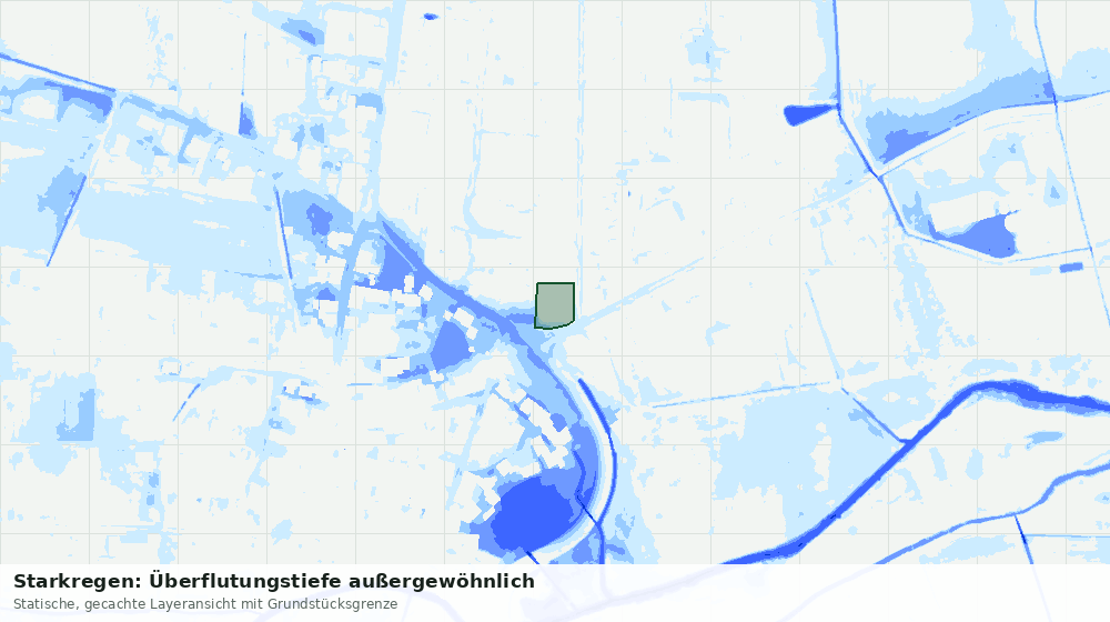 Statische Kartenansicht: Starkregen: Überflutungstiefe außergewöhnlich