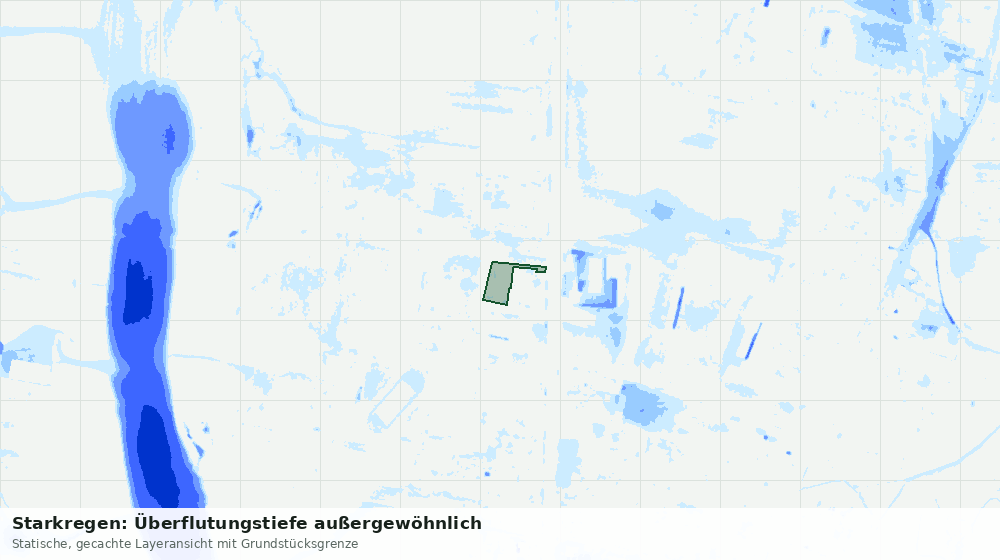 Statische Kartenansicht: Starkregen: Überflutungstiefe außergewöhnlich