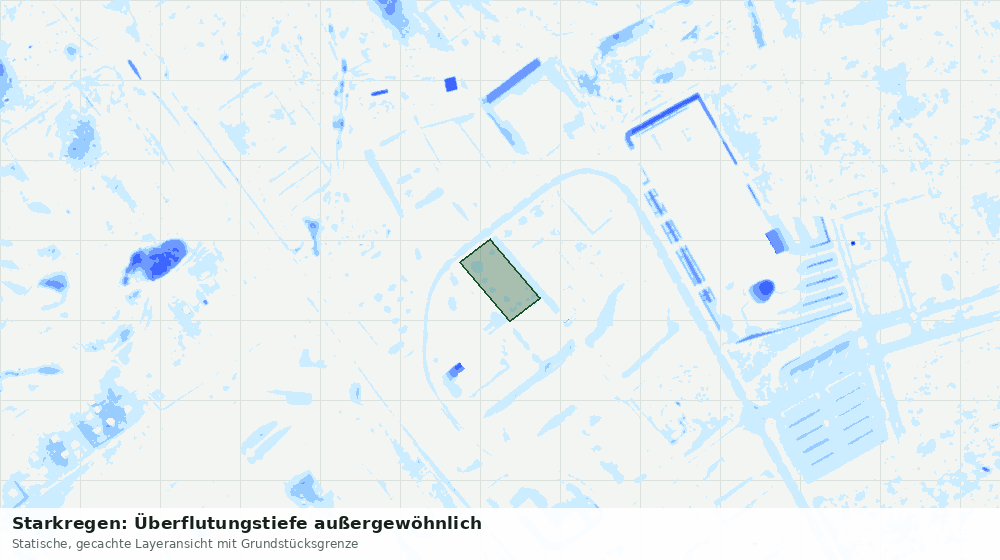 Statische Kartenansicht: Starkregen: Überflutungstiefe außergewöhnlich