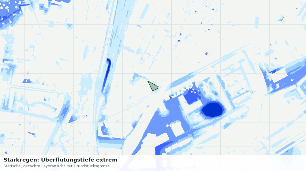 Statische Kartenansicht: Starkregen: Überflutungstiefe extrem