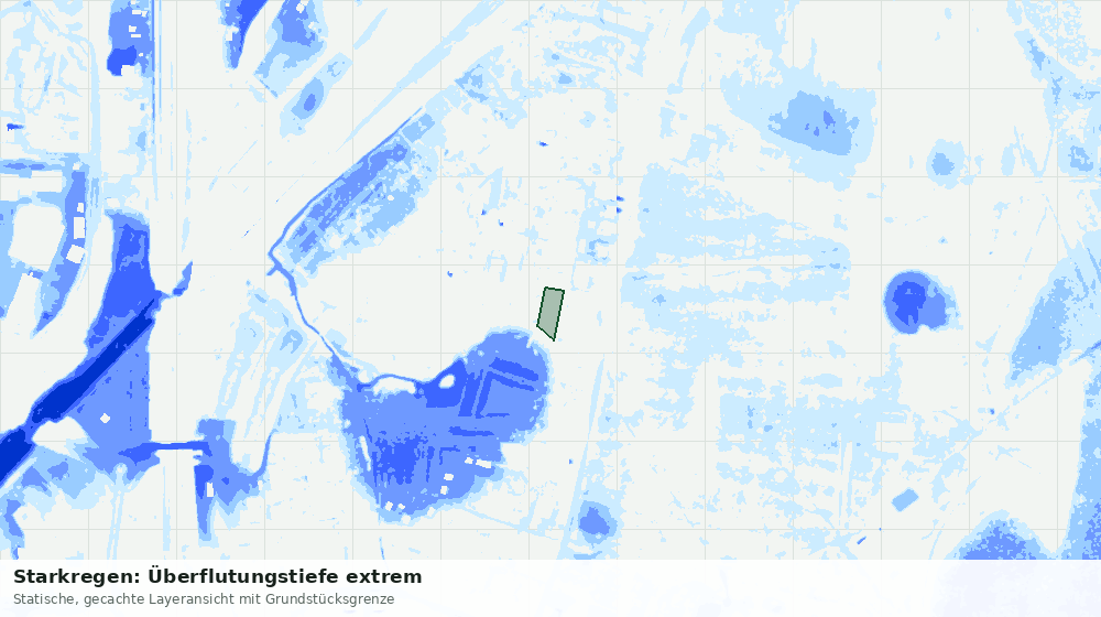 Statische Kartenansicht: Starkregen: Überflutungstiefe extrem