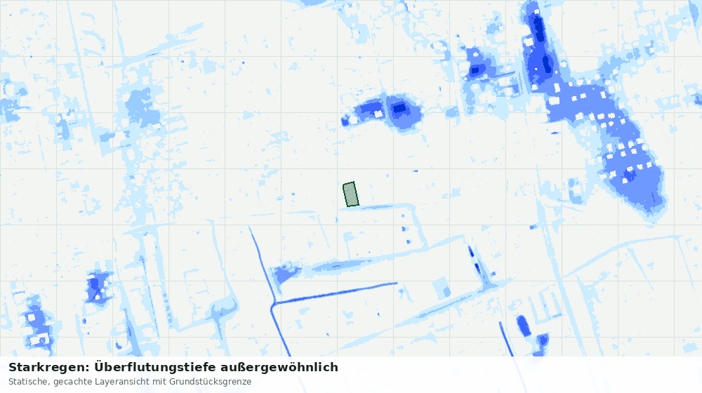 Statische Kartenansicht: Starkregen: Überflutungstiefe außergewöhnlich