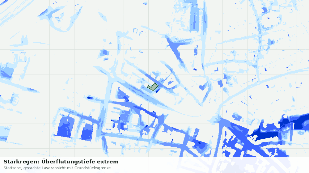 Statische Kartenansicht: Starkregen: Überflutungstiefe extrem