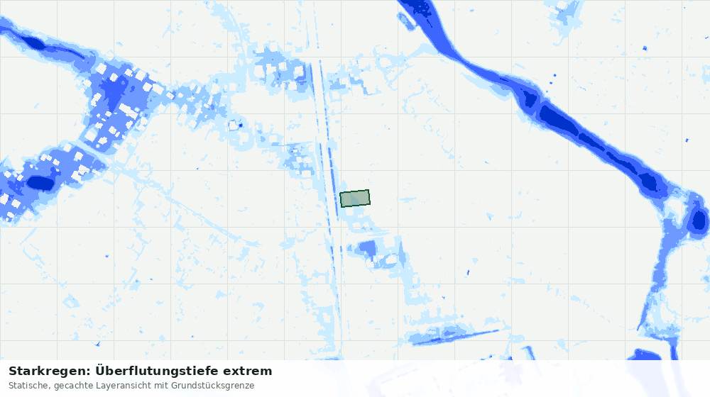 Statische Kartenansicht: Starkregen: Überflutungstiefe extrem