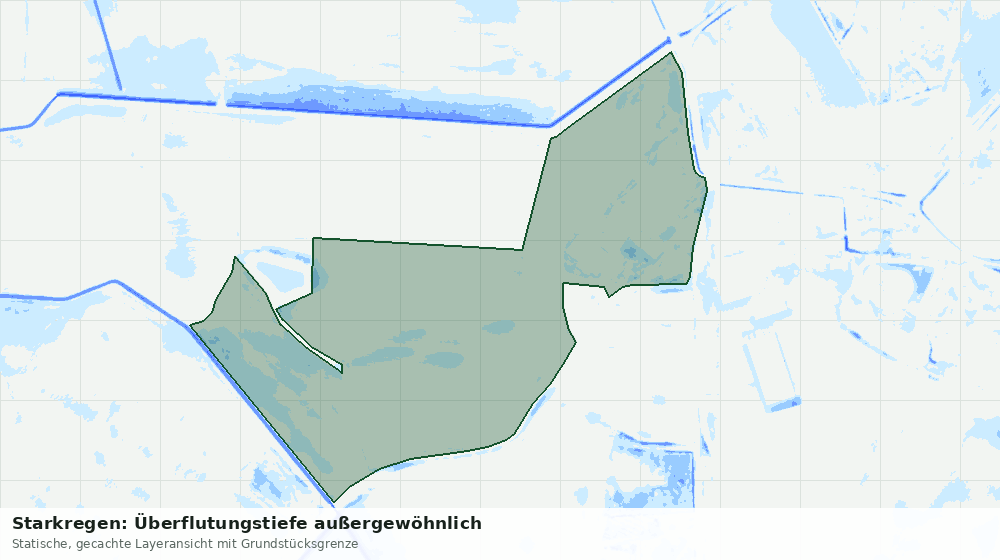 Statische Kartenansicht: Starkregen: Überflutungstiefe außergewöhnlich