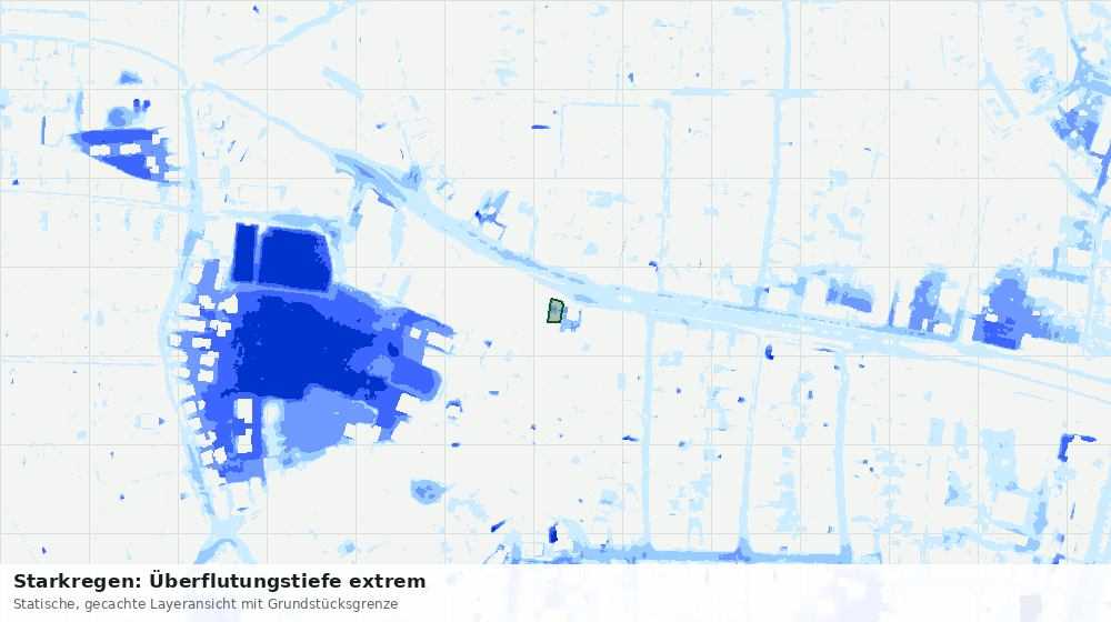 Statische Kartenansicht: Starkregen: Überflutungstiefe extrem