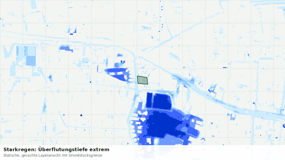 Statische Kartenansicht: Starkregen: Überflutungstiefe extrem