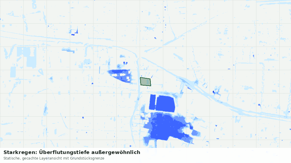 Statische Kartenansicht: Starkregen: Überflutungstiefe außergewöhnlich