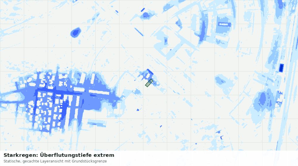 Statische Kartenansicht: Starkregen: Überflutungstiefe extrem
