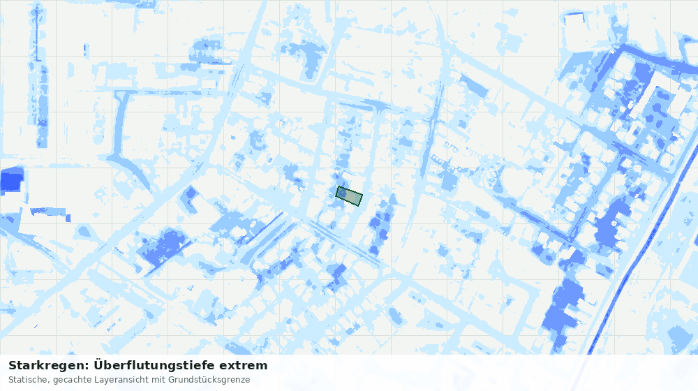 Statische Kartenansicht: Starkregen: Überflutungstiefe extrem