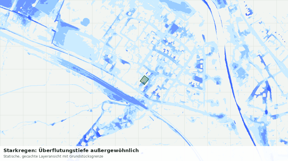 Statische Kartenansicht: Starkregen: Überflutungstiefe außergewöhnlich