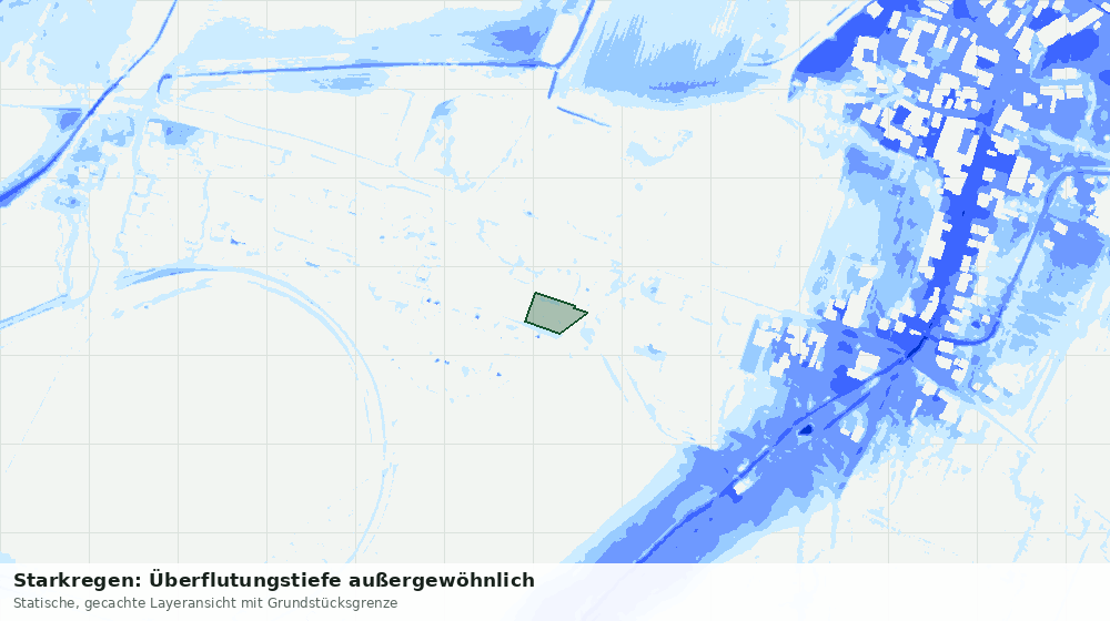 Statische Kartenansicht: Starkregen: Überflutungstiefe außergewöhnlich