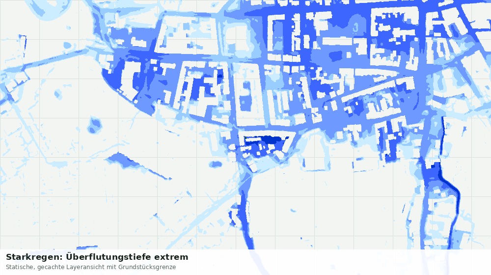 Statische Kartenansicht: Starkregen: Überflutungstiefe extrem