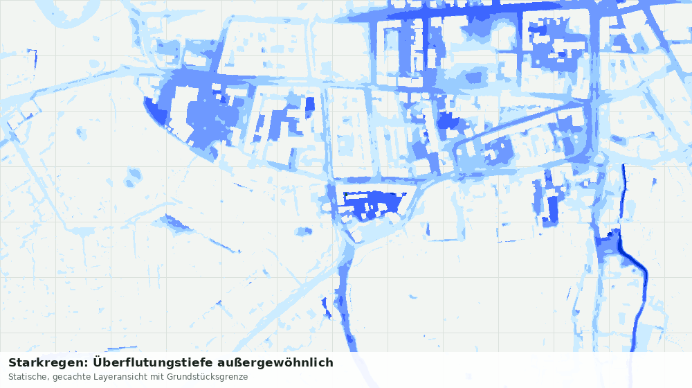 Statische Kartenansicht: Starkregen: Überflutungstiefe außergewöhnlich