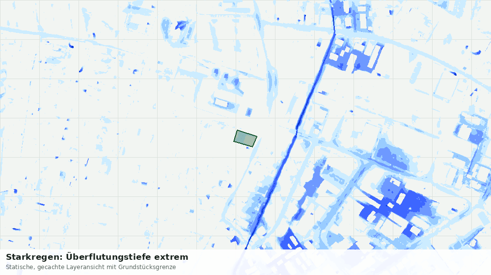 Statische Kartenansicht: Starkregen: Überflutungstiefe extrem