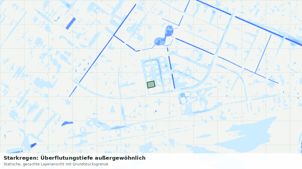 Statische Kartenansicht: Starkregen: Überflutungstiefe außergewöhnlich