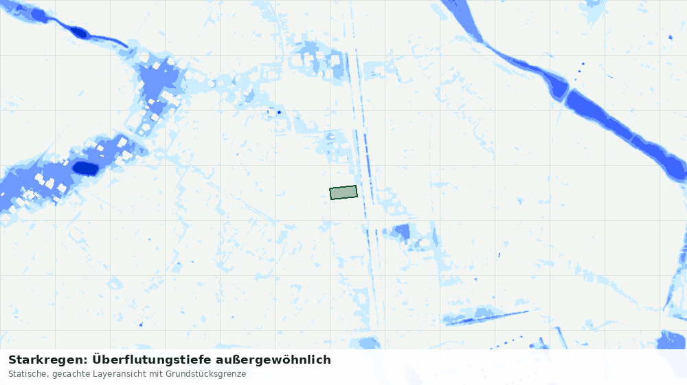 Statische Kartenansicht: Starkregen: Überflutungstiefe außergewöhnlich