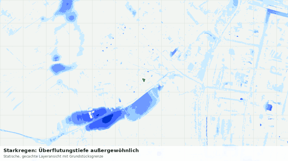 Statische Kartenansicht: Starkregen: Überflutungstiefe außergewöhnlich