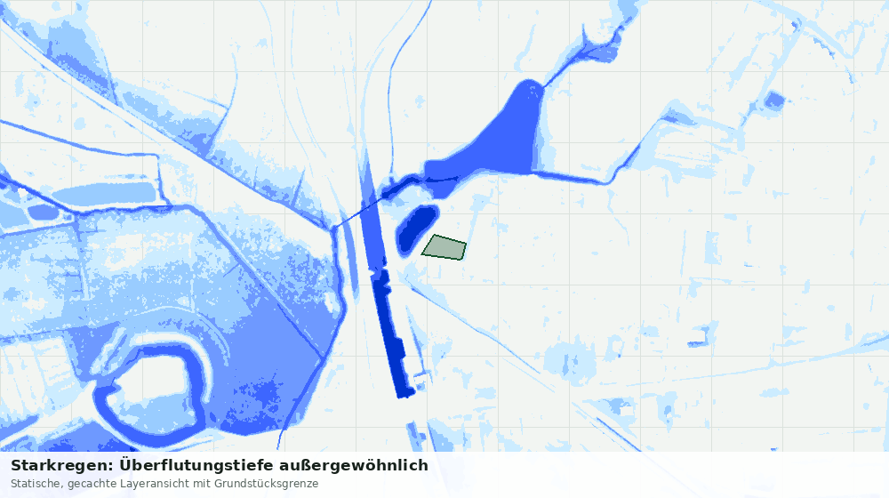 Statische Kartenansicht: Starkregen: Überflutungstiefe außergewöhnlich