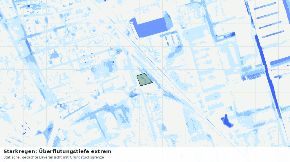Statische Kartenansicht: Starkregen: Überflutungstiefe extrem