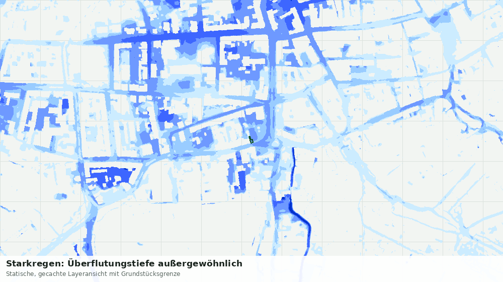 Statische Kartenansicht: Starkregen: Überflutungstiefe außergewöhnlich