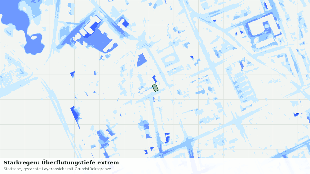 Statische Kartenansicht: Starkregen: Überflutungstiefe extrem