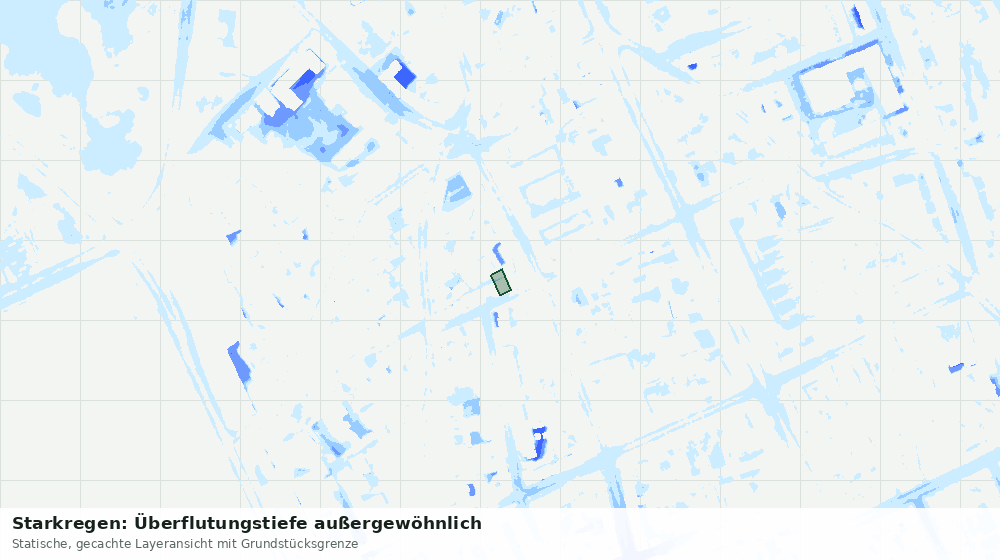 Statische Kartenansicht: Starkregen: Überflutungstiefe außergewöhnlich