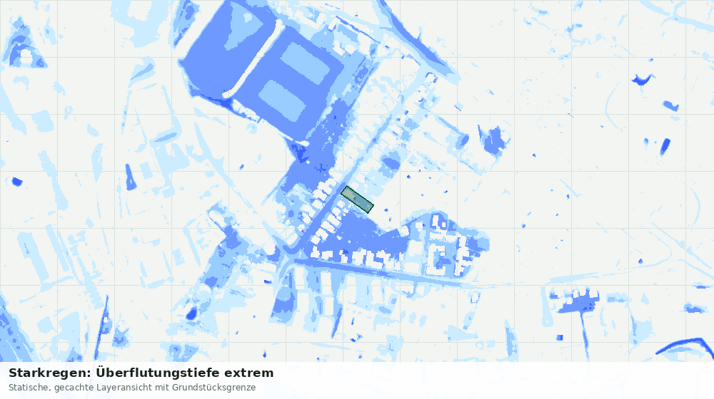 Statische Kartenansicht: Starkregen: Überflutungstiefe extrem