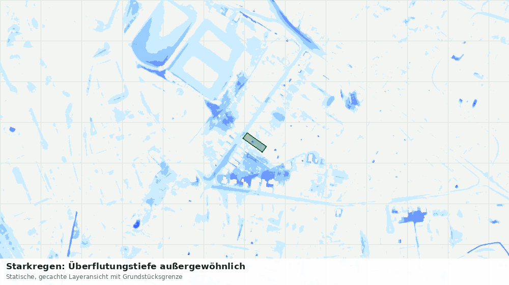 Statische Kartenansicht: Starkregen: Überflutungstiefe außergewöhnlich